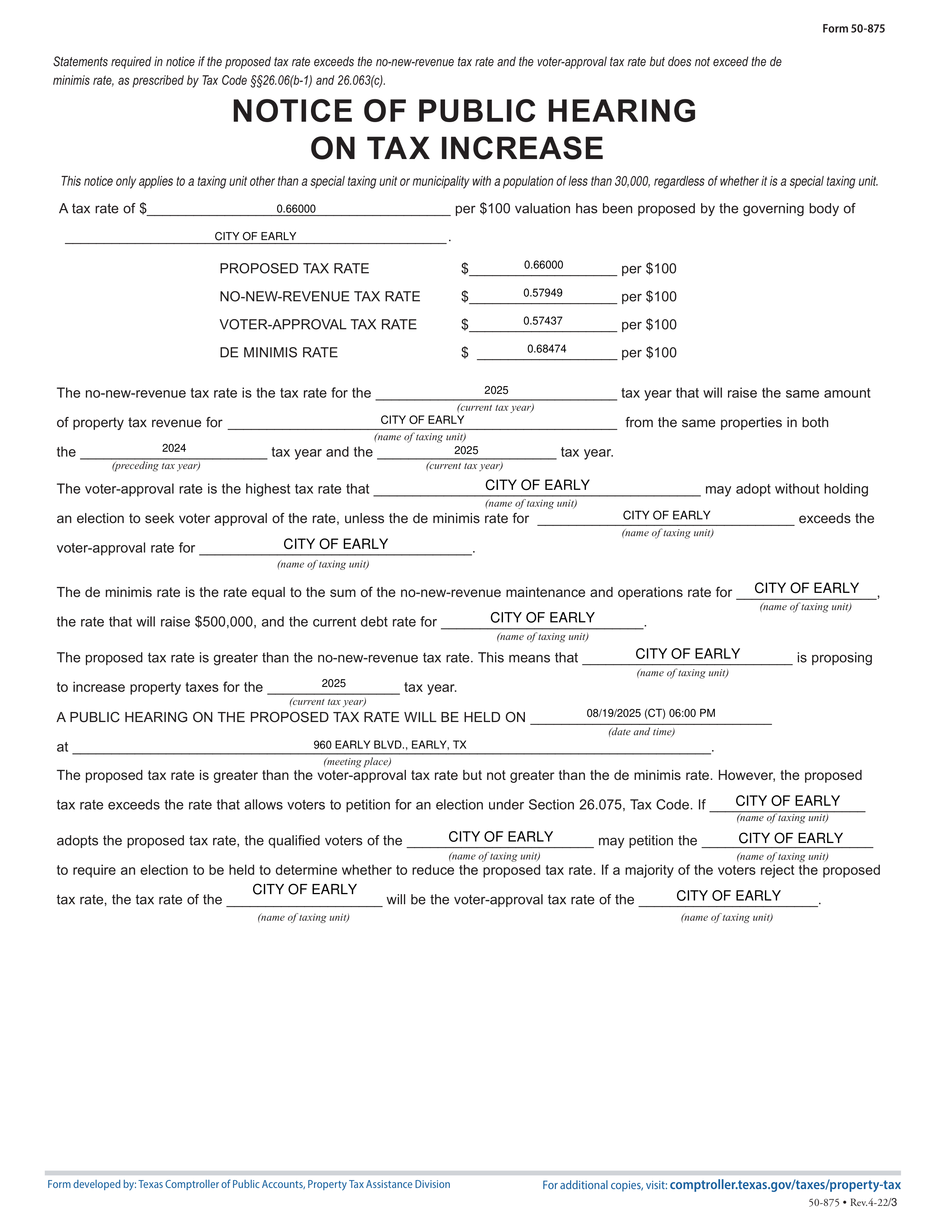 Tax Rate Notice Page 1