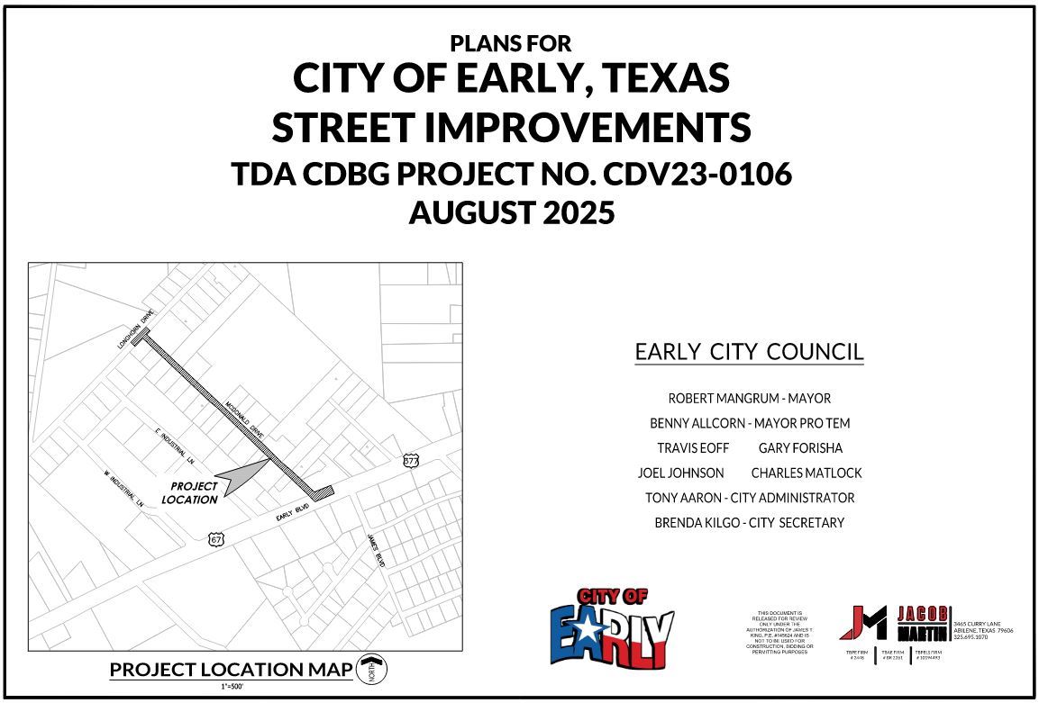 Image of a Cover Sheet for Road Reconstruction Plans